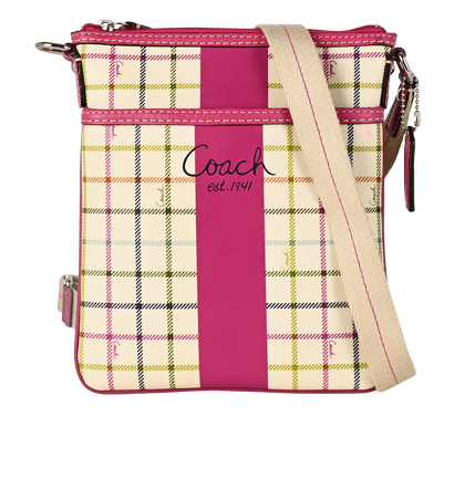 Poppy Whipstitch Saddle Crossbody, £110, Handbags, Cream/Pink, Leather, Front view